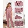 imageSWOMOG Womens 4pcs Pajamas Sets Silk Satin Pjs Sexy Cami Shorts Set Button Down Long Short Sleeve Sleepwear LoungewearMisty Rose