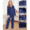 imageSWOMOG Womens 4pcs Pajamas Sets Silk Satin Pjs Sexy Cami Shorts Set Button Down Long Short Sleeve Sleepwear LoungewearNavy Blue