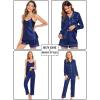 imageSWOMOG Womens 4pcs Pajamas Sets Silk Satin Pjs Sexy Cami Shorts Set Button Down Long Short Sleeve Sleepwear LoungewearNavy Blue