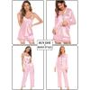 imageSWOMOG Womens 4pcs Pajamas Sets Silk Satin Pjs Sexy Cami Shorts Set Button Down Long Short Sleeve Sleepwear LoungewearPink