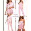 imageSWOMOG Womens 4pcs Pajamas Sets Silk Satin Pjs Sexy Cami Shorts Set Button Down Long Short Sleeve Sleepwear LoungewearPink