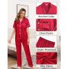 imageSWOMOG Womens 4pcs Pajamas Sets Silk Satin Pjs Sexy Cami Shorts Set Button Down Long Short Sleeve Sleepwear LoungewearRed
