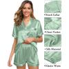 imageSWOMOG Womens Silk Satin Pajama Sets 3Pcs Button Down Pj Set Short Sleeve Sleepwear Loungewear Pjs Nightwear XSXXLAvocado Green