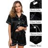 imageSWOMOG Womens Silk Satin Pajama Sets 3Pcs Button Down Pj Set Short Sleeve Sleepwear Loungewear Pjs Nightwear XSXXLBlack