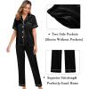 imageSWOMOG Womens Silk Satin Pajama Sets 3Pcs Button Down Pj Set Short Sleeve Sleepwear Loungewear Pjs Nightwear XSXXLBlack