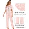 imageSWOMOG Womens Silk Satin Pajama Sets 3Pcs Button Down Pj Set Short Sleeve Sleepwear Loungewear Pjs Nightwear XSXXLBlush Pink
