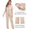 imageSWOMOG Womens Silk Satin Pajama Sets 3Pcs Button Down Pj Set Short Sleeve Sleepwear Loungewear Pjs Nightwear XSXXLChampagne