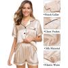 imageSWOMOG Womens Silk Satin Pajama Sets 3Pcs Button Down Pj Set Short Sleeve Sleepwear Loungewear Pjs Nightwear XSXXLChampagne
