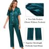 imageSWOMOG Womens Silk Satin Pajama Sets 3Pcs Button Down Pj Set Short Sleeve Sleepwear Loungewear Pjs Nightwear XSXXLGreen