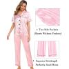 imageSWOMOG Womens Silk Satin Pajama Sets 3Pcs Button Down Pj Set Short Sleeve Sleepwear Loungewear Pjs Nightwear XSXXLPink