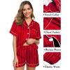 imageSWOMOG Womens Silk Satin Pajama Sets 3Pcs Button Down Pj Set Short Sleeve Sleepwear Loungewear Pjs Nightwear XSXXLRed Stripe