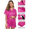 imageSWOMOG Womens Silk Satin Pajama Sets 3Pcs Button Down Pj Set Short Sleeve Sleepwear Loungewear Pjs Nightwear XSXXLRose Red