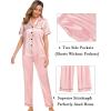 imageSWOMOG Womens Silk Satin Pajama Sets 3Pcs Button Down Pj Set Short Sleeve Sleepwear Loungewear Pjs Nightwear XSXXLSakura Pink