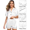 imageSWOMOG Womens Silk Satin Pajama Sets 3Pcs Button Down Pj Set Short Sleeve Sleepwear Loungewear Pjs Nightwear XSXXLWhite