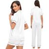 imageSWOMOG Womens Silk Satin Pajama Sets 3Pcs Button Down Pj Set Short Sleeve Sleepwear Loungewear Pjs Nightwear XSXXLWhite With Eye Mask