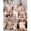 imageSWOMOG Womens Silk Satin Pajama Sets 3Pcs Button Down Pj Set Short Sleeve Sleepwear Loungewear Pjs Nightwear XSXXLZ Solid Champagne