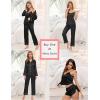 imageSWOMOG Womens Silk Satin Pajamas Sets 4pcs Loungewear Sexy Cami Shorts Set Button Down Long Sleeve Pjs SleepwearLong Sleeve Classicblack