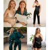 imageSWOMOG Womens Silk Satin Pajamas Sets 4pcs Loungewear Sexy Cami Shorts Set Button Down Long Sleeve Pjs SleepwearLong Sleeve Classicgreen