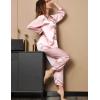 imageSWOMOG Womens Silk Satin Pajamas Sets 4pcs Loungewear Sexy Cami Shorts Set Button Down Long Sleeve Pjs SleepwearLong Sleevepink