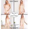 imageSWOMOG Womens Silk Satin Pajamas Sets 7pcs Sleepwear Sexy Cami Shorts Set and Button Down Short Sleeve Satin PjsChampagne