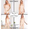 imageSWOMOG Womens Silk Satin Pajamas Sets 7pcs Sleepwear Sexy Cami Shorts Set and Button Down Short Sleeve Satin PjsSolid Champagne
