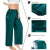 imageSWOMOG Womens Silk Satin Pajama Pants Longs Silky Sleep Pants Loungewear Trousers Elastic Waist Lounge Pj BottomsGreen