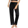 imageSWOMOG Womens Silk Satin Pajama Pants Longs Silky Sleep Pants Loungewear Trousers Elastic Waist Lounge Pj BottomsPippingblack