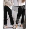 imageSWOMOG Womens Silk Satin Pajama Pants Longs Silky Sleep Pants Loungewear Trousers Elastic Waist Lounge Pj BottomsPippingblack