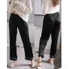 imageSWOMOG Womens Silk Satin Pajama Pants Longs Silky Sleep Pants Loungewear Trousers Elastic Waist Lounge Pj BottomsPippingblack