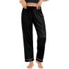 imageSWOMOG Womens Silk Satin Pajama Pants Longs Silky Sleep Pants Loungewear Trousers Elastic Waist Lounge Pj BottomsPippingblack