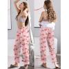 imageSWOMOG Womens Silk Satin Pajama Pants Longs Silky Sleep Pants Loungewear Trousers Elastic Waist Lounge Pj BottomsPippingflamingo Pink