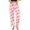 imageSWOMOG Womens Silk Satin Pajama Pants Longs Silky Sleep Pants Loungewear Trousers Elastic Waist Lounge Pj BottomsPippingflamingo Pink