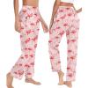 imageSWOMOG Womens Silk Satin Pajama Pants Longs Silky Sleep Pants Loungewear Trousers Elastic Waist Lounge Pj BottomsPippingflamingo Pink