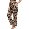 imageSWOMOG Womens Silk Satin Pajama Pants Longs Silky Sleep Pants Loungewear Trousers Elastic Waist Lounge Pj BottomsPippingleopard