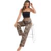 imageSWOMOG Womens Silk Satin Pajama Pants Longs Silky Sleep Pants Loungewear Trousers Elastic Waist Lounge Pj BottomsPippingleopard