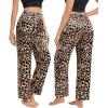 imageSWOMOG Womens Silk Satin Pajama Pants Longs Silky Sleep Pants Loungewear Trousers Elastic Waist Lounge Pj BottomsPippingleopard