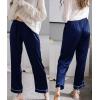 imageSWOMOG Womens Silk Satin Pajama Pants Longs Silky Sleep Pants Loungewear Trousers Elastic Waist Lounge Pj BottomsPippingnavy Blue