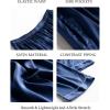imageSWOMOG Womens Silk Satin Pajama Pants Longs Silky Sleep Pants Loungewear Trousers Elastic Waist Lounge Pj BottomsPippingnavy Blue