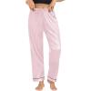imageSWOMOG Womens Silk Satin Pajama Pants Longs Silky Sleep Pants Loungewear Trousers Elastic Waist Lounge Pj BottomsPippingpink