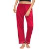imageSWOMOG Womens Silk Satin Pajama Pants Longs Silky Sleep Pants Loungewear Trousers Elastic Waist Lounge Pj BottomsPippingred