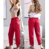 imageSWOMOG Womens Silk Satin Pajama Pants Longs Silky Sleep Pants Loungewear Trousers Elastic Waist Lounge Pj BottomsPippingred