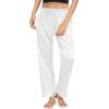 imageSWOMOG Womens Silk Satin Pajama Pants Longs Silky Sleep Pants Loungewear Trousers Elastic Waist Lounge Pj BottomsPippingwhite