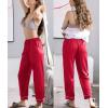 imageSWOMOG Womens Silk Satin Pajama Pants Longs Silky Sleep Pants Loungewear Trousers Elastic Waist Lounge Pj BottomsRed