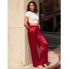 imageSWOMOG Womens Silk Satin Pajama Pants Longs Silky Sleep Pants Loungewear Trousers Elastic Waist Lounge Pj BottomsRed