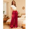imageSWOMOG Womens Silk Satin Pajama Pants Longs Silky Sleep Pants Loungewear Trousers Elastic Waist Lounge Pj BottomsRed