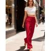 imageSWOMOG Womens Silk Satin Pajama Pants Longs Silky Sleep Pants Loungewear Trousers Elastic Waist Lounge Pj BottomsRed