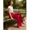 imageSWOMOG Womens Silk Satin Pajama Pants Longs Silky Sleep Pants Loungewear Trousers Elastic Waist Lounge Pj BottomsRed
