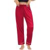 imageSWOMOG Womens Silk Satin Pajama Pants Longs Silky Sleep Pants Loungewear Trousers Elastic Waist Lounge Pj BottomsRed