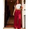 imageSWOMOG Womens Silk Satin Pajama Pants Longs Silky Sleep Pants Loungewear Trousers Elastic Waist Lounge Pj BottomsRed