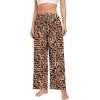 imageSWOMOG Womens Silk Satin Pajama Pants Longs Silky Sleep Pants Loungewear Trousers Elastic Waist Lounge Pj BottomsWavy Leopard